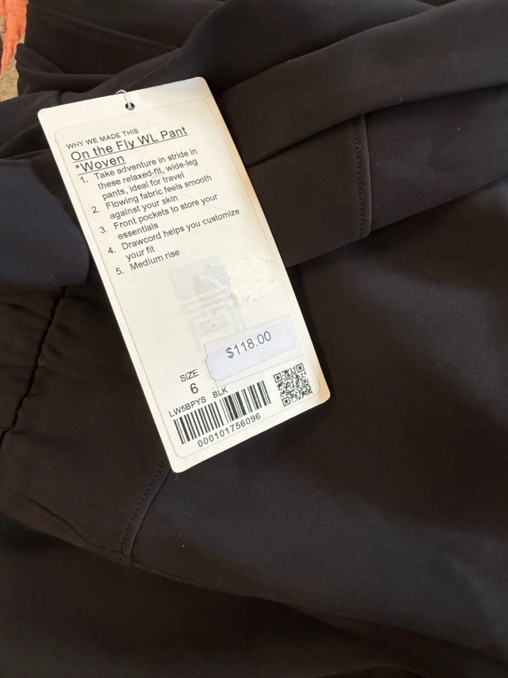 Lululemon On The Fly Wide Leg Woven 31.5” Black BLK Size 6 NWT